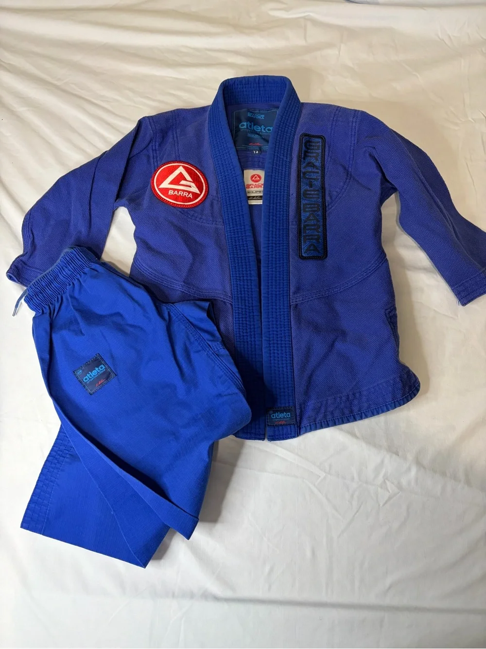 Gracie Barra Atleta Kids Blue Brazilian Jiu-Jitsu Gi Set Y3 Equipe Kimono Set